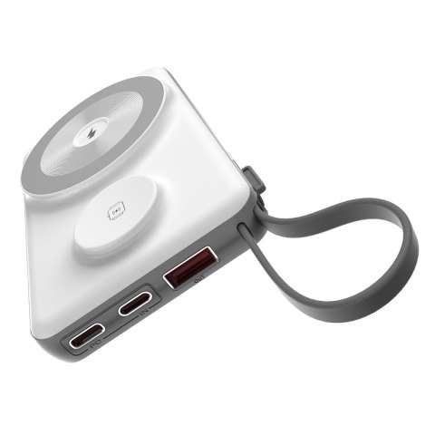 Power bank 10000mAh LED USB-C USB-A Lightning MagSafe Apple Watch - biały Power bank 10000mAh LED USB-C USB-A Lightning MagSafe Apple Watch - biały