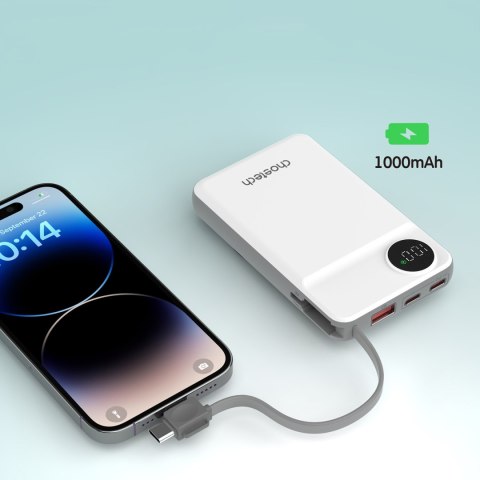 Power bank 10000mAh LED USB-C USB-A Lightning MagSafe Apple Watch - biały Power bank 10000mAh LED USB-C USB-A Lightning MagSafe Apple Watch - biały
