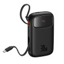 Power bank 10000mAh QPow 2 30W z wbudowanymi kablami USB-C - czarny