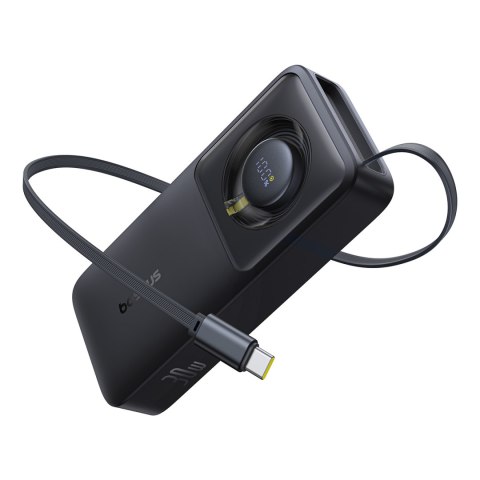 Powerbank 10000mAh 30W z portem USB-C i rozwijanym kablem USB-C Free2Pull - czarny Powerbank 10000mAh 30W z portem USB-C i rozwijanym kablem USB-C Free2Pull - czarny