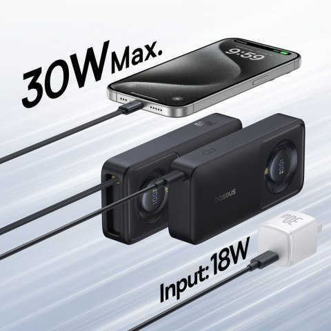 Powerbank 10000mAh 30W z portem USB-C i rozwijanym kablem USB-C Free2Pull - czarny Powerbank 10000mAh 30W z portem USB-C i rozwijanym kablem USB-C Free2Pull - czarny