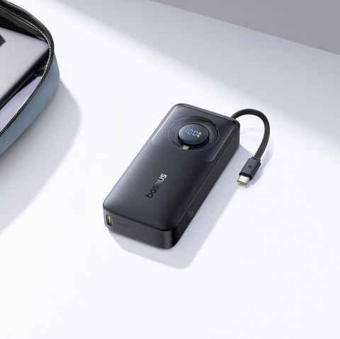 Powerbank 10000mAh 30W z portem USB-C i rozwijanym kablem USB-C Free2Pull - czarny Powerbank 10000mAh 30W z portem USB-C i rozwijanym kablem USB-C Free2Pull - czarny