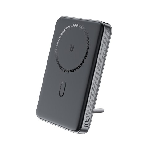 Powerbank 10000mAh indukcyjny magnetyczny z opcją podstawki PD 20W + kabel - czarny Powerbank 10000mAh indukcyjny magnetyczny z opcją podstawki PD 20W + kabel - czarny
