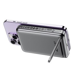 Powerbank 10000mAh indukcyjny magnetyczny z opcją podstawki PD 20W + kabel - czarny