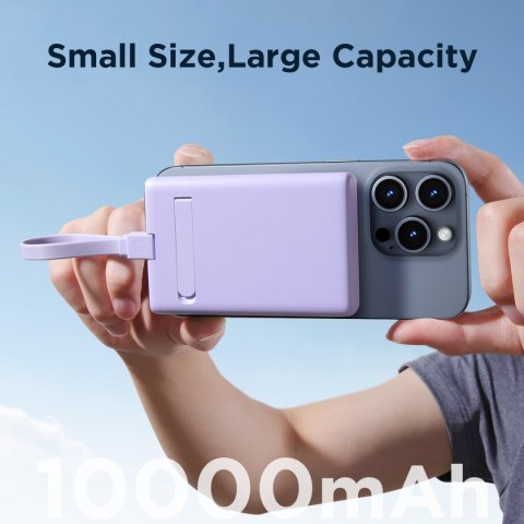 Powerbank magnetyczny 10000mAh 20W z podstawką + kabel Lightning - USB-C fioletowy Powerbank magnetyczny 10000mAh 20W z podstawką + kabel Lightning - USB-C fioletowy
