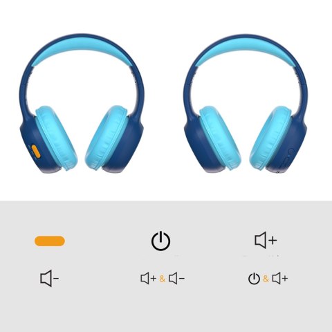 Słuchawki bezprzewodowe KH02 Bluetooth dla dzieci bezpieczne z kontrolą głośności - niebieskie Słuchawki bezprzewodowe KH02 Bluetooth dla dzieci bezpieczne z kontrolą głośności - niebieskie