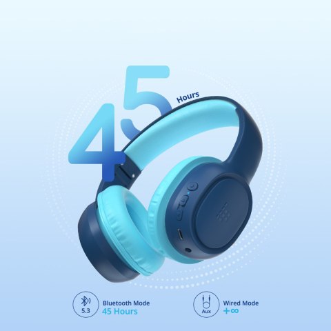Słuchawki bezprzewodowe KH02 Bluetooth dla dzieci bezpieczne z kontrolą głośności - niebieskie Słuchawki bezprzewodowe KH02 Bluetooth dla dzieci bezpieczne z kontrolą głośności - niebieskie
