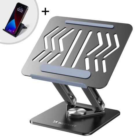 ZESTAW Podstawka pod laptopa aluminiowa 360 + podstawka do smartfona - czarna ZESTAW Podstawka pod laptopa aluminiowa 360 + podstawka do smartfona - czarna