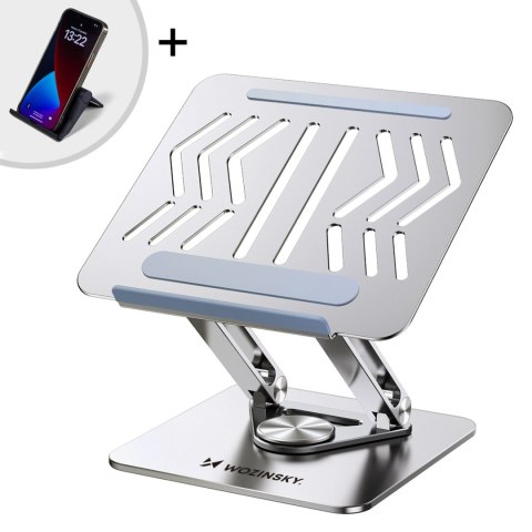 ZESTAW Podstawka pod laptopa aluminiowa 360 + podstawka do smartfona - srebrna ZESTAW Podstawka pod laptopa aluminiowa 360 + podstawka do smartfona - srebrna