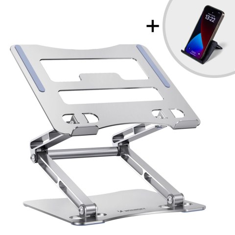 ZESTAW Podstawka pod laptopa aluminiowa + podstawka do smartfona - srebrna ZESTAW Podstawka pod laptopa aluminiowa + podstawka do smartfona - srebrna