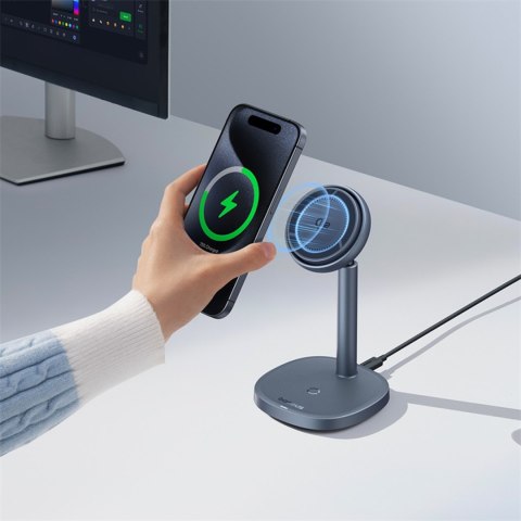 2w1 Ładowarka indukcyjna Orbit 2 Pro MagSafe Qi2 20W z chłodzeniem - szara 2w1 Ładowarka indukcyjna Orbit 2 Pro MagSafe Qi2 20W z chłodzeniem - szara