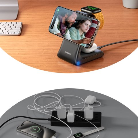 3w1 Ładowarka bezprzewodowa stacja ładująca z MagSafe - czarna 3w1 Ładowarka bezprzewodowa stacja ładująca z MagSafe - czarna