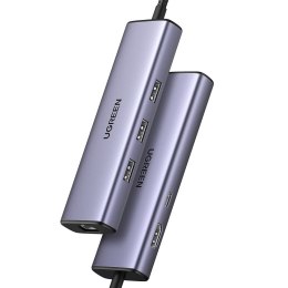 6w1 HUB adapter USB-C - 3x USB-A 3.0 / HDMI / RJ45 / USB-C PD - szary