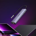 6w1 HUB adapter USB-C - 3x USB-A 3.0 / HDMI / RJ45 / USB-C PD - szary