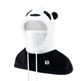 Ciepła kominiarka zimowa z futerka Panda dla dzieci i dorosłych rozmiar L - czarna/biała