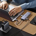 HUB Adapter USB-C - 3x USB-A 3.0 / HDMI / VGA / RJ45 / czytnik kart SD / TF / USB-C PD - szary