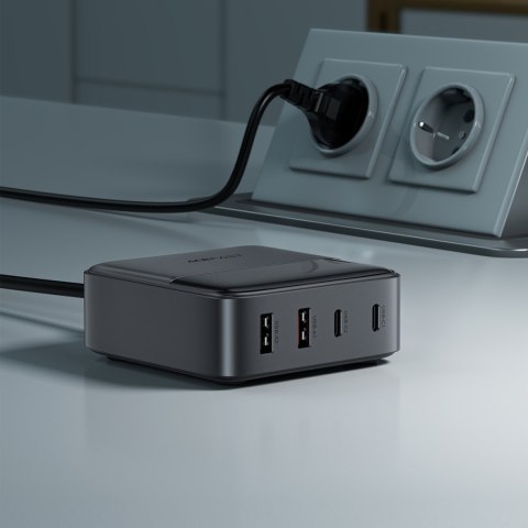 Ładowarka sieciowa stacja zasilania biurkowa Z6 GaN 2x USB-A 2x USB-C PD 65W - czarna Ładowarka sieciowa stacja zasilania biurkowa Z6 GaN 2x USB-A 2x USB-C PD 65W - czarna