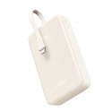 Powerbank 20000mAh 22.5W USB-C USB-A wbudowany kabel USB-C - biały