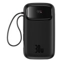 Powerbank QPow 2 20000mAh 30W z 2 wbudowanymi kablami USB-C - czarny