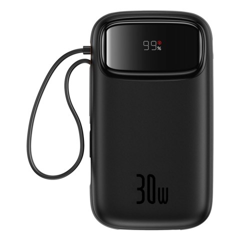 Powerbank QPow 2 20000mAh 30W z 2 wbudowanymi kablami USB-C - czarny Powerbank QPow 2 20000mAh 30W z 2 wbudowanymi kablami USB-C - czarny