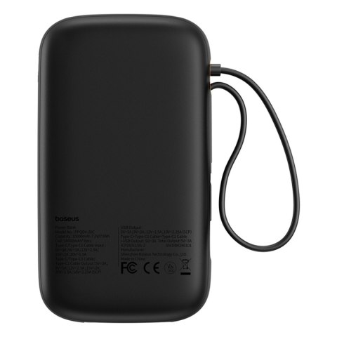 Powerbank QPow 2 20000mAh 30W z 2 wbudowanymi kablami USB-C - czarny Powerbank QPow 2 20000mAh 30W z 2 wbudowanymi kablami USB-C - czarny