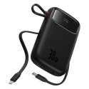 Powerbank QPow 2 20000mAh 30W z 2 wbudowanymi kablami USB-C - czarny