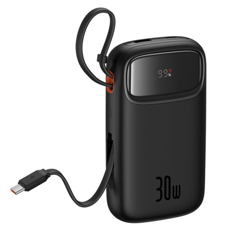 Powerbank QPow 2 20000mAh 30W z 2 wbudowanymi kablami USB-C - czarny Powerbank QPow 2 20000mAh 30W z 2 wbudowanymi kablami USB-C - czarny