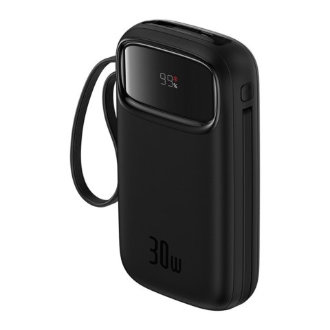 Powerbank QPow 2 20000mAh 30W z 2 wbudowanymi kablami USB-C - czarny Powerbank QPow 2 20000mAh 30W z 2 wbudowanymi kablami USB-C - czarny