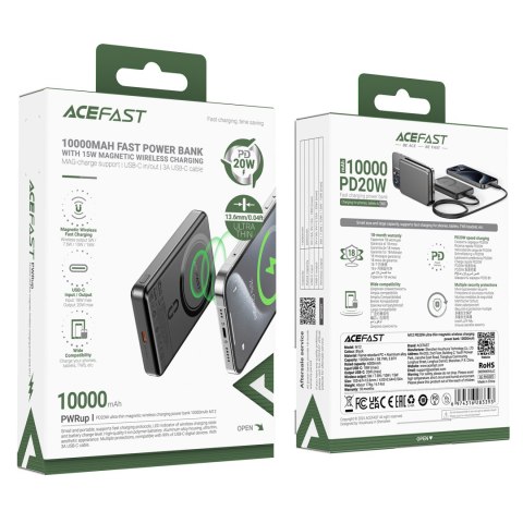 Powerbank magnetyczny 10000mAh PD20W MagSafe ultra cienki - czarny Powerbank magnetyczny 10000mAh PD20W MagSafe ultra cienki - czarny