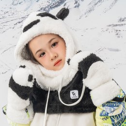 Rękawiczki narciarskie Panda dla dzieci i dorosłych rozmiar S - czarne/białe