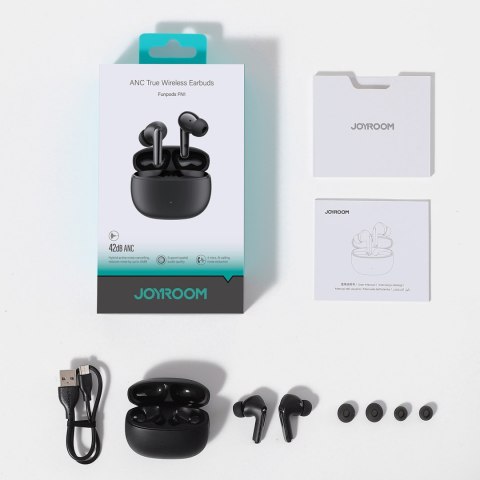 Słuchawki bezprzewodowe douszne TWS Bluetooth 5.4 ANC ENC - czarne Słuchawki bezprzewodowe douszne TWS Bluetooth 5.4 ANC ENC - czarne