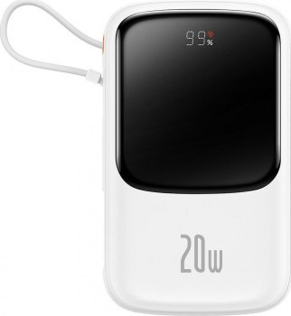 Baseus Qpow Pro z kablem Lightning USB-C USB 10000mAh 20W biały Baseus Qpow Pro z kablem Lightning USB-C USB 10000mAh 20W biały