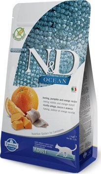 FARMINA N&D OCEAN CAT HERRING PUMPKIN & ORANGE ADULT - sucha karma dla kota ze śledziem dynią i pomarańczą - 1 5kg FARMINA N&D OCEAN CAT HERRING PUMPKIN & ORANGE ADULT - sucha karma dla kota ze śledziem dynią i pomarańczą - 1 5kg