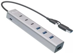 I-tec USB-C/USB-A Charging Metal HUB 7x Portów | 3x USB-C | 4x USB-A Fast Charge BC 1.2 (kabel 30cm)