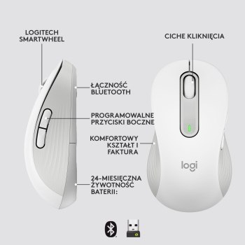 Mysz bezprzewodowa Logitech Signature M650 L dla leworęcznych biała 910-006240 Mysz bezprzewodowa Logitech Signature M650 L dla leworęcznych biała 910-006240
