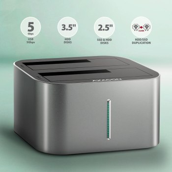 Stacja dokująca Axagon ADSA-DC USB-C 3.2 Gen1 do 2x SATA 6Gbps 2,5" SSD/HDD z funkcją klonowania Stacja dokująca Axagon ADSA-DC USB-C 3.2 Gen1 do 2x SATA 6Gbps 2,5" SSD/HDD z funkcją klonowania
