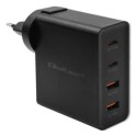 Qoltec GaN POWER PRO | 2xUSB-C | 2xUSB | 130W | 5-20V | 1.5-5A | PD | Czarna