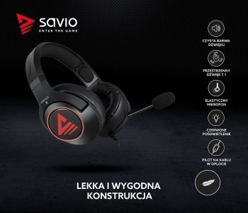 Słuchawki SAVIO SAVGH-VERTIGO VERTIGO (kolor czarno-czerwony) Słuchawki SAVIO SAVGH-VERTIGO VERTIGO (kolor czarno-czerwony)