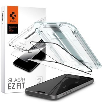Spigen Glas.tR EZ Fit FC do iPhone 15 Plus - czarne 2 szt. Spigen Glas.tR EZ Fit FC do iPhone 15 Plus - czarne 2 szt.