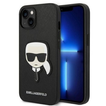 KARL LAGERFELD KLHCP14MSAPKHK IPHONE 14 PLUS / 15 PLUS 6,7" CZARNY/BLACK HARDCASE SAFFIANO KARL`S HEAD PATCH KARL LAGERFELD KLHCP14MSAPKHK IPHONE 14 PLUS / 15 PLUS 6,7" CZARNY/BLACK HARDCASE SAFFIANO KARL`S HEAD PATCH