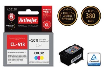 Tusz Activejet AC-513R (zamiennik Canon CL-513; Premium; 15 ml; kolor) Tusz Activejet AC-513R (zamiennik Canon CL-513; Premium; 15 ml; kolor)