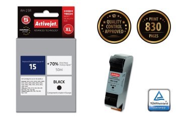 Tusz Activejet AH-15R (zamiennik HP 15 C6615N; Premium; 50 ml; czarny) Tusz Activejet AH-15R (zamiennik HP 15 C6615N; Premium; 50 ml; czarny)