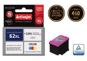 Tusz Activejet AH-62CRX (zamiennik HP 62XL C2P07AE; Premium; 18 ml; kolor) Tusz Activejet AH-62CRX (zamiennik HP 62XL C2P07AE; Premium; 18 ml; kolor)