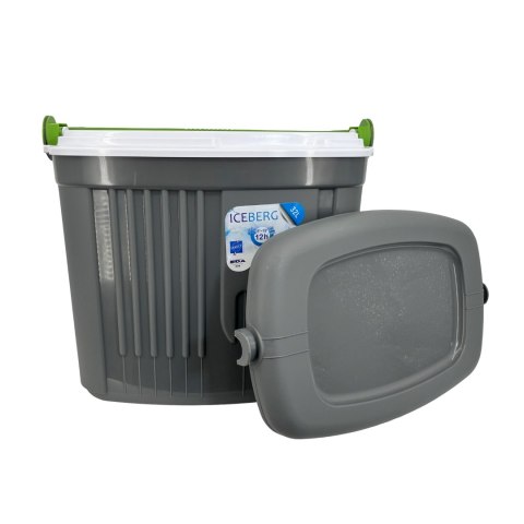 Lodówka turystyczna 32L KAMAI ICEBERG na wkłady mrożące, ciemno-szara z zieloną rączką Lodówka turystyczna 32L KAMAI ICEBERG na wkłady mrożące, ciemno-szara z zieloną rączką