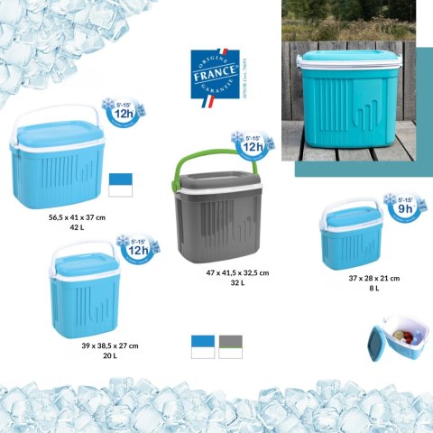 Lodówka turystyczna 32L KAMAI ICEBERG na wkłady mrożące, ciemno-szara z zieloną rączką Lodówka turystyczna 32L KAMAI ICEBERG na wkłady mrożące, ciemno-szara z zieloną rączką