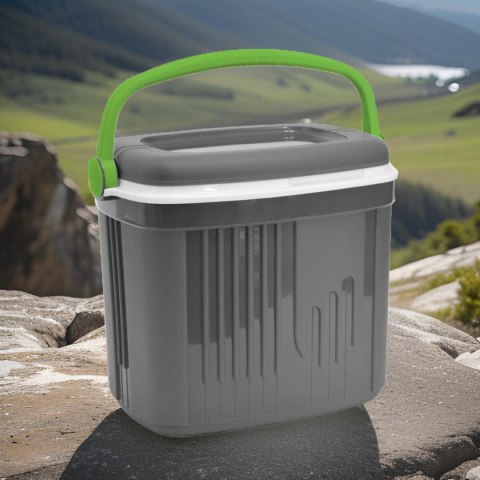 Lodówka turystyczna 32L KAMAI ICEBERG na wkłady mrożące, ciemno-szara z zieloną rączką Lodówka turystyczna 32L KAMAI ICEBERG na wkłady mrożące, ciemno-szara z zieloną rączką