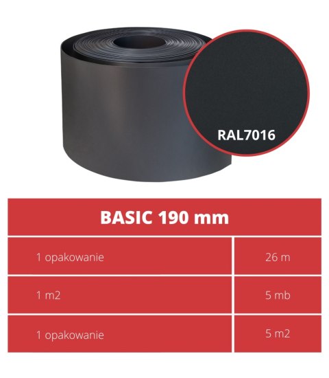 Taśma ogrodzeniowa ROLKA 26mb BASIC 19cm PROTECTO™ GRAFIT Taśma ogrodzeniowa ROLKA 26mb BASIC 19cm PROTECTO™ GRAFIT