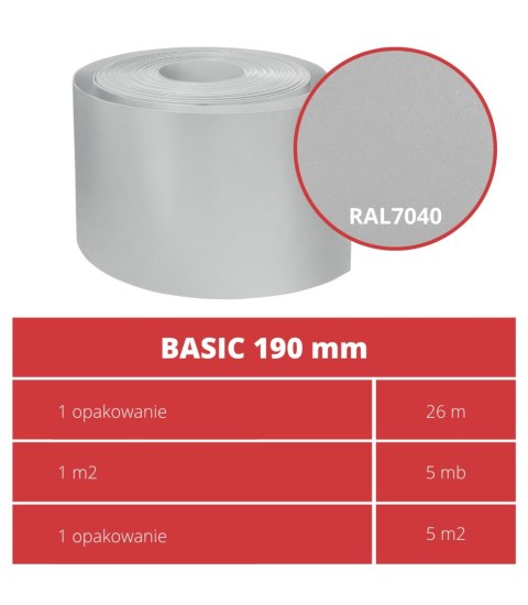 Taśma ogrodzeniowa ROLKA 26mb BASIC 19cm PROTECTO™ SZARA Taśma ogrodzeniowa ROLKA 26mb BASIC 19cm PROTECTO™ SZARA