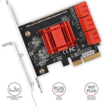 Adapter wewnętrzny Axagon PCES-SA6 PCIe do 6x SATA 6Gb/s Adapter wewnętrzny Axagon PCES-SA6 PCIe do 6x SATA 6Gb/s