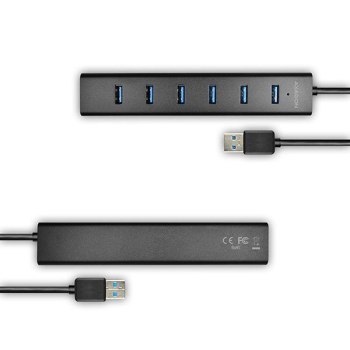 Hub aktywny Axagon HUE-SA7BP USB-A 3.0 do 7x USB-A 3.0 czarny Hub aktywny Axagon HUE-SA7BP USB-A 3.0 do 7x USB-A 3.0 czarny